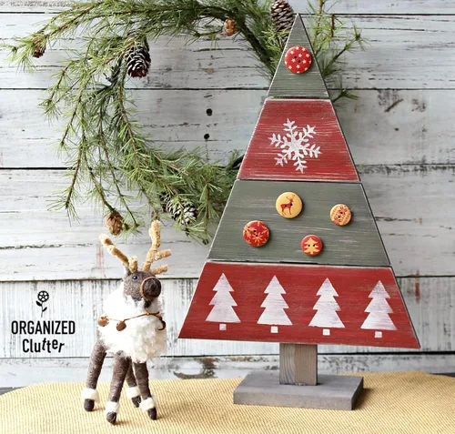 Vista 5 de Creative Hobbies Árbol de Navidad de palé de madera de pie, 14.5 x 9.5 pulgadas, decoración rústica de granja, proyecto de manualidades, paquete de 2