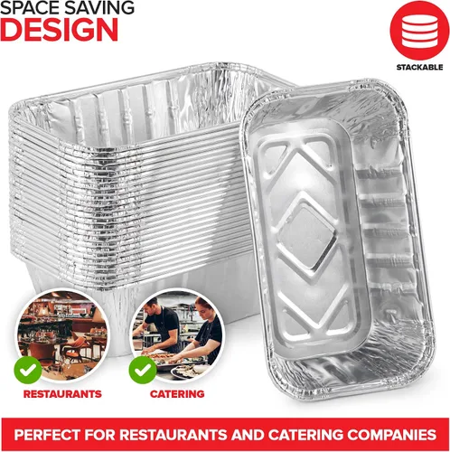 Vista 4 de Stock Your Home Mini moldes para pan de papel de aluminio de 1 libra (paquete de 30 unidades) desechables para pan, forros para hornear de 1 libra