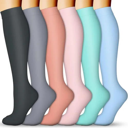Vista 8 de Calcetines de compresión para mujeres y hombres 15-20 mmHg, mejores para uso médico, enfermería, para correr, atletismo, varices, viajes