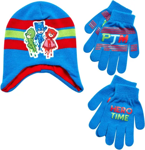 Vista 10 de PJ Masks Conjunto de gorro de invierno y 2 pares de guantes o mitones (edad 2-7)