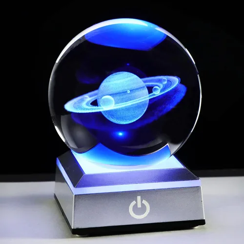 Vista 8 de Bola de cristal 3D grabada con colibrí en 3D con base LED colorida, esfera de vidrio de 8 cm, ideas para decoración del hogar y regalos para amigos