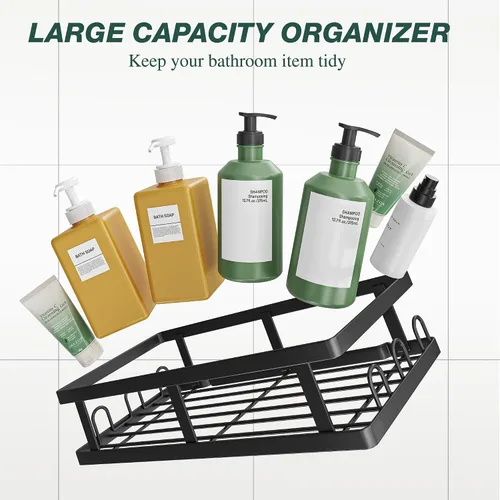 Vista 5 de Youvip Organizador de ducha adhesivo sin taladro, organizador de baño con soporte para jabón, estantes inoxidables de gran capacidad para ducha