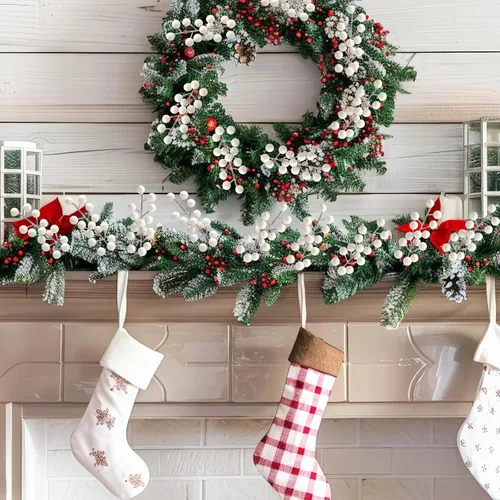 Vista 5 de Thiccywoov Paquete de 18 tallos de bayas blancas artificiales de Navidad Blanco