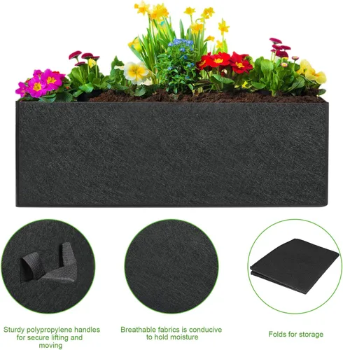 Vista 5 de ANGELIOX Paquete de 3 bolsas de cultivo de 8 galones, cama de jardín de tela no tejida gruesa de 10.58 oz, macetas cuadradas de 30 L con asas