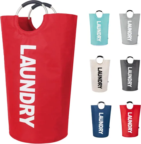 Vista 14 de Twira Cesta de lavandería grande de 90 litros, cesta de lavandería que se mantiene bien, bolsa de lavandería con asas acolchadas, contenedor de ropa