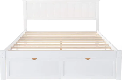 Vista 7 de Harper & Bright Designs Cama matrimonial con cajones, marco de cama de madera con almacenamiento, plataforma de madera con cabecero para niños