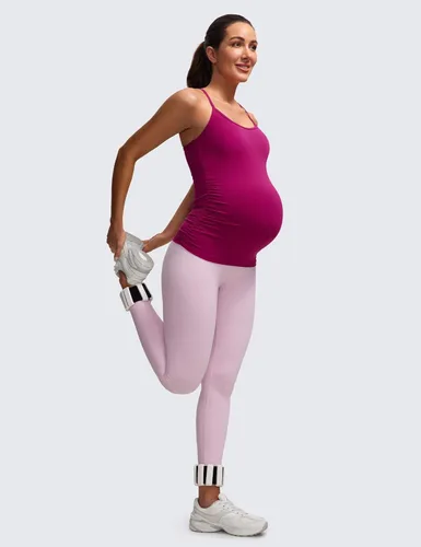 Vista 4 de CRZ YOGA Butterluxe - Camiseta sin mangas de maternidad con espalda en Y para mujer, fruncida, básica, sin mangas, atlética, para yoga