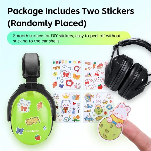 Vista 4 de 2 Pack HZ015 Orejeras de seguridad para niños, orejeras para protección auditiva duraderas con cancelación de ruido, verde+negro
