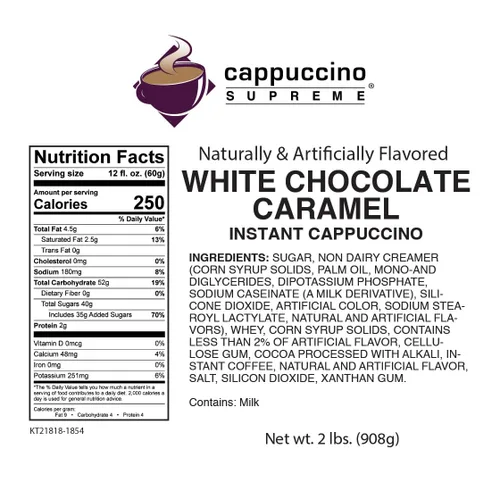 Vista 2 de Cappuccino Supreme Bolsa de 2 lb Mezcla de capuchino de chocolate blanco y caramelo