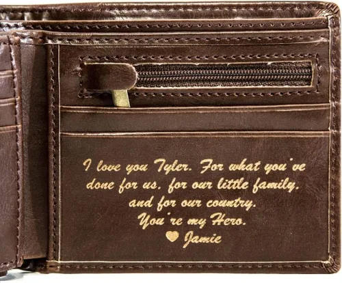Vista 6 de Swanky Badger Cartera personalizada billetera plegable, ranura para identificación, ranuras para tarjetas, marrón (Brown circle), Bifold
