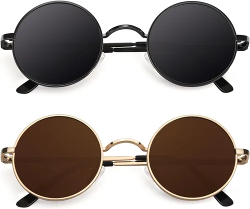 Vista 58 de CGID Gafas de sol unisex polarizadas redondas E01 Lennon