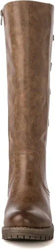 Vista 4 de GLOBALWIN Women's Strappy Motorcycle Knee High Boots, Wide Calf Riding Boots Back Lace Up Fall Winter Fashion Knee High Boots For Women