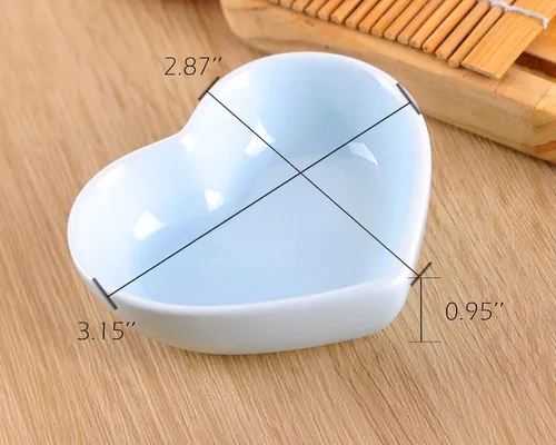 Vista 2 de WHJY Blue Love - Cuenco lateral de cerámica azul en forma de corazón, cuenco lateral de porcelana contemporánea, platos para condimentos, platos