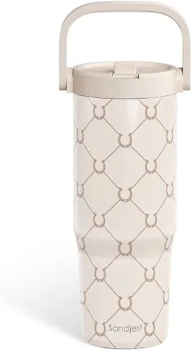 Vista 11 de SANDJEST Besties - Vaso de acero inoxidable con tapa para pajita de 30 onzas con asa de transporte para mujeres, niñas, mejores amigas, taza de café