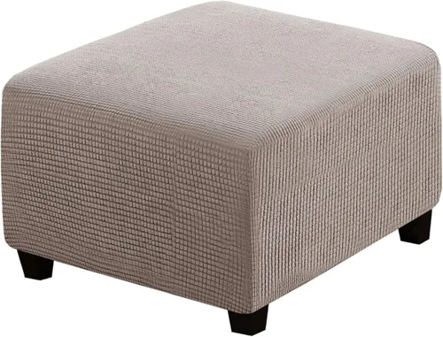 Vista 17 de ADPON Fundas otomanas cuadradas, fundas otomanas, protector de taburete de almacenamiento plegable, parte inferior elástica, tela jacquard de Negro