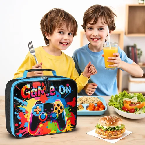 Vista 6 de Lonchera para niños, bonita bolsa de almuerzo aislada para niños, lonchera escolar impermeable, regalo para adolescentes y adultos, bolsa