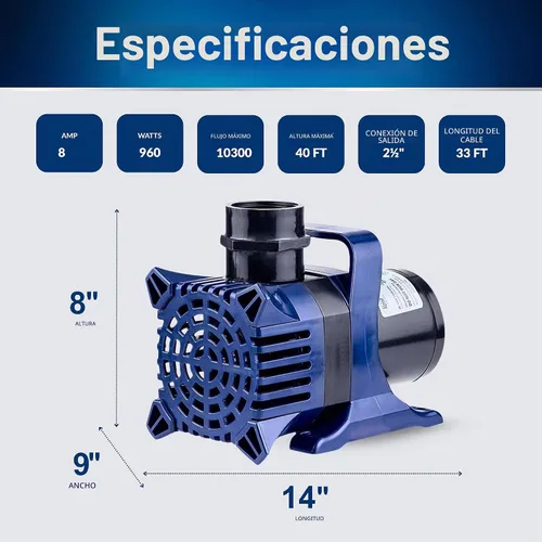 Vista 4 de Alpine Corporation PAL10300 10300 Bomba para estanque, 33', negro