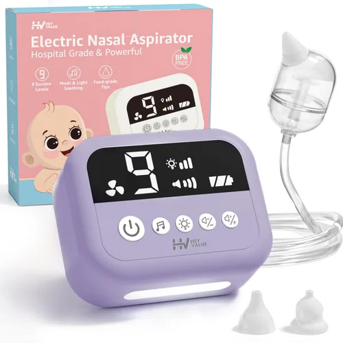 Vista 9 de HEYVALUE Aspirador Nasal para Bebé, Ventosa Nasal de Grado Hospitalario con 9 Niveles de Succión, Luz Nocturna y Función Tranquilizante de Canciones