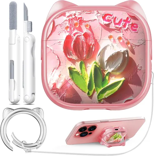 Vista 63 de RFUNGUANGO AirPods Pro Funda Transparente TPU Suave Transparente Blanco