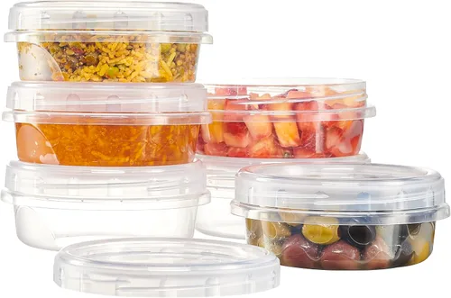 Vista 11 de PLASTICPRO Paquete de 6 recipientes de almacenamiento de alimentos con tapa giratoria con rosca transparente, recipientes reutilizables