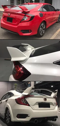 Vista 3 de Alerón trasero para Honda Civic Sedán JDM CTR T-R 3PC modelos 2016 a 2017 10.ª