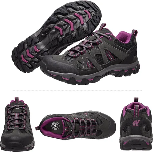 Vista 8 de CAMELSPORTS Zapatos de senderismo para mujer, transpirables, antideslizantes, ligeros, para exteriores, para senderismo, caminar