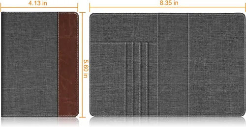 Vista 5 de Fintie - Funda para tarjetas y pasaporte de piel sintética bloqueo RFID cartera de viajes mezclilla carbónmarrón