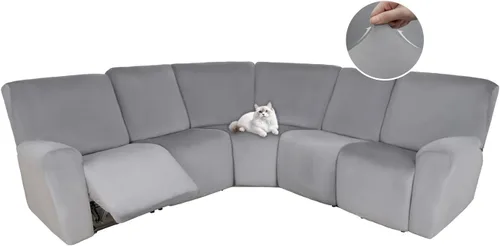 Vista 31 de HDCAXKJ Fundas de sofá seccional reclinable de terciopelo, cubierta de sofá seccional en forma de L, lavable, elástica, suave, para rincón