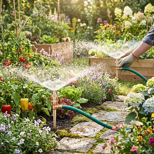 Vista 5 de Boquilla de aspersor, cabezal de rociado de agua de riego de jardín, 2 piezas de rosca macho de 1/2 rosca ajustable para riego de jardín y césped