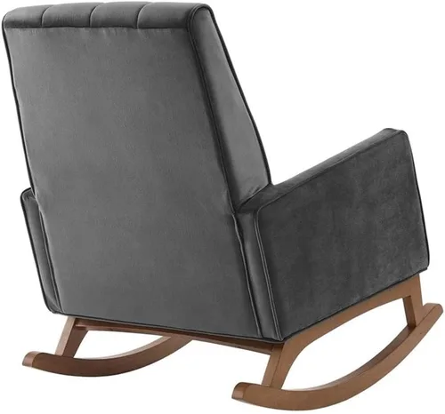 Vista 6 de Modway Sway Channel - Mecedora de terciopelo copetudo en color gris