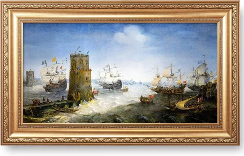 Vista 70 de A&T ARTWORK A Brisk Breeze por Willem van de velde Reproducciones de pintura de velero, impresiones en lienzo giclée para decoración del hogar, 20 x