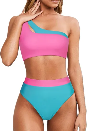 Vista 124 de MOOSLOVER Traje de baño de dos piezas con corte alto y cintura alta para mujer