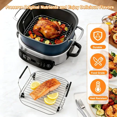 Vista 5 de BYKITCHEN Estante para asado y vaporizador para Ninja MC1101 6.5 QT