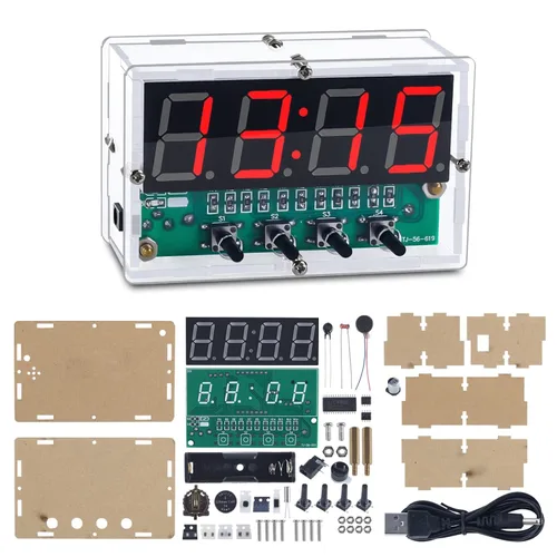 Vista 10 de MiOYOOW Kits de reloj digital de 4 dígitos con PCB, kit de proyecto de soldadura de reloj de alarma DIY para aprender soldadura electrónica