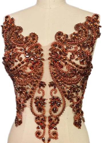 Vista 16 de Apliques de encaje hechos a mano con diamantes de imitación para coser en cuentas de vidrio, accesorios para ropa de vestir (color AB)