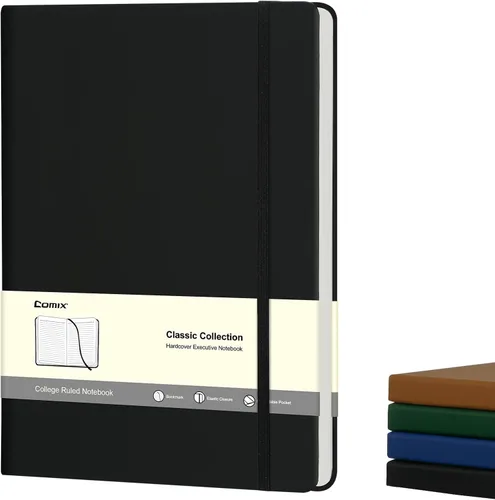 Vista 9 de COMIX Paquete de 3 cuadernos de diario rayados A4, 240 páginas, tamaño grande, 8.5 x 11 pulgadas, negro, cuadernos de tapa dura para hombres