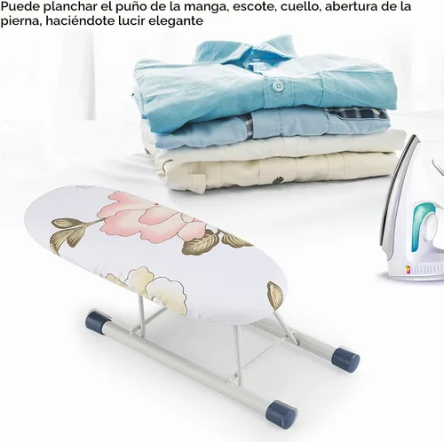 Vista 4 de Peony - Mini tabla de planchar plegable que ahorra espacio con pies antideslizantes, patas de metal duraderas, pequeño soporte de hierro de mesa