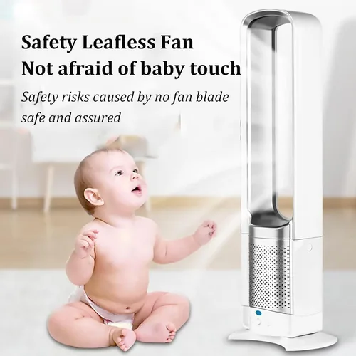Vista 3 de Ventilador sin aspas para dormitorio, ventilador de torre que sopla aire frío, ventilador de torre de enfriamiento silencioso con control remoto, 3