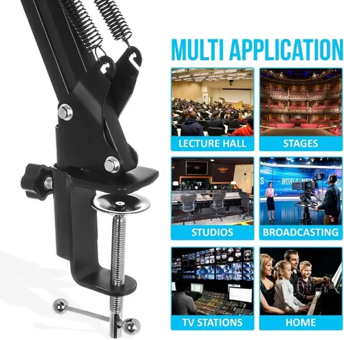 Vista 4 de StreamEye Soporte de micrófono con brazo de brazo con soporte de escritorio, clip desmontable, cable XLR de grado profesional, filtro pop
