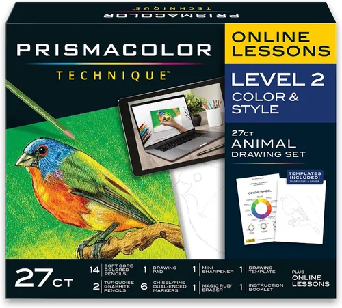 Vista 7 de Prismacolor Technique Art Supplies con lecciones de arte digital, juego de dibujos de animales nivel 1, cómo dibujar animales con lápices