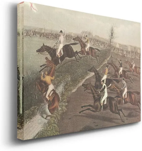 Vista 2 de Renditions Gallery The Grand Steeple Chase II - Arte de pared, ecuestre británico, arte de caballo, colorido, decoración en lienzo de alta calidad