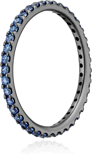 Vista 2 de Tienda Collection Plated Sterling Silver Round-Cut All-Around Band Ring made with Infinite Elements Zirconia