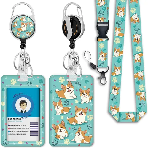 Vista 35 de Giancomics Soporte para tarjetas de identificación negro con cordón, cordones para insignias de identificación con carrete de insignia retráctil