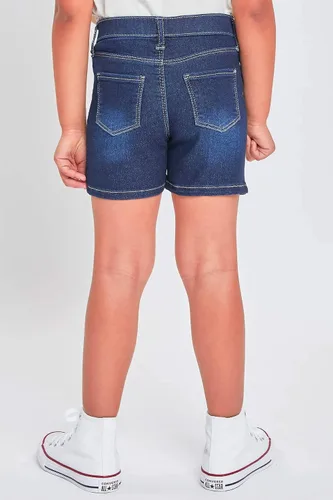 Vista 4 de YMI Pantalones cortos de mezclilla de tiro medio para niñas pequeñas