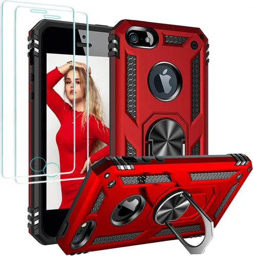Vista 116 de Jeylly Funda para iPhone SE/Funda para iPhone 5S, Exterior de Plástico Duro que Absorbe Golpes + Interior de Silicona de Goma Defensor contra