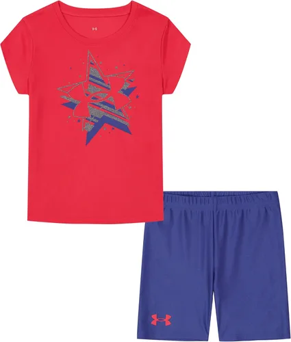 Vista 45 de Under Armour Conjunto de camiseta y pantalones cortos de manga corta de 2 piezas para niña Soft Fabric for Everyday Comfort, Breathable, Lightweight