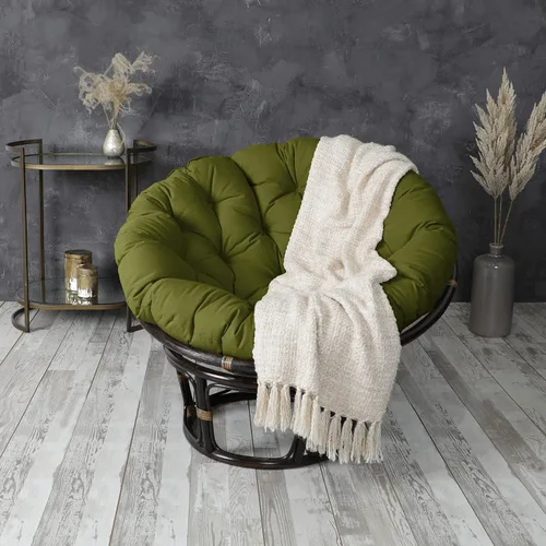 Vista 2 de Sorra Home - Cojín con mechones Papasan - Cojín redondo cómodo para silla Bucket & Moon - Cojín de piso con espuma suave para muebles