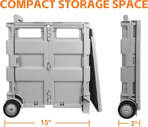 Vista 9 de MaxWorks 50876 Carrito Rodante Plegable Gris para Comestibles - Plataforma Multifuncional para Maestros con Almacenamiento Adicional, Ruedas