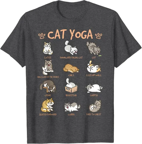 Vista 41 de Cat Yoga Poses Cats Practicing Mindfulness Meditación Kitten - Camiseta, Negro, S