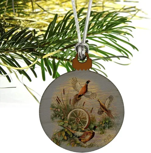 Vista 3 de Figura decorativa para árbol de Navidad, diseño de faisán en la naturaleza, pequeño, pequeño, pequeño, pequeño, para árbol de Navidad